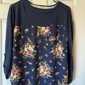 Rewind Navy Floral Blouse